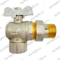Кран шаровый угловой с американкой 3/4