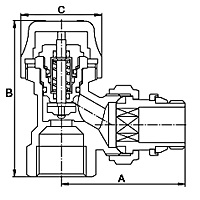 Купить  Клапан радиатора термостат. угловой с преднастройкой и уплотн. PROFactor 