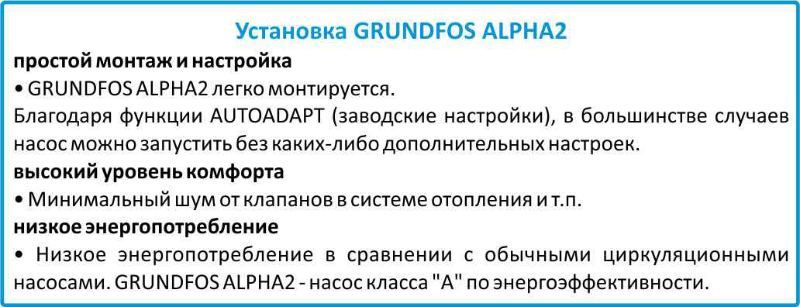 Преимущества монтажа Grundfos насос Alpha2 25/60 N купить в Челябинске
