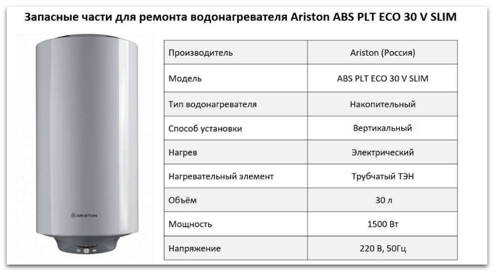 Купить запчасти Ariston ABS PLT ECO 30 V SLIM в Иркутске