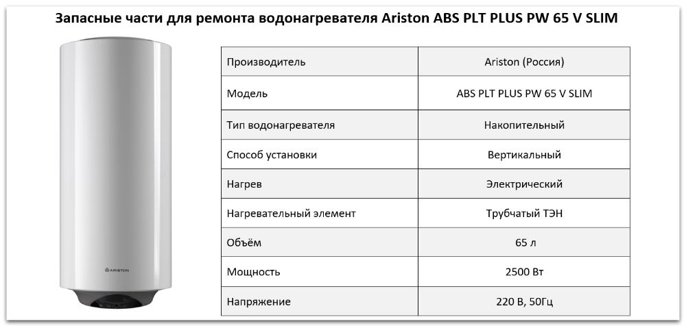 Купить запчасти Ariston ABS PLT PLUS PW 65 V SLIM в Иркутске